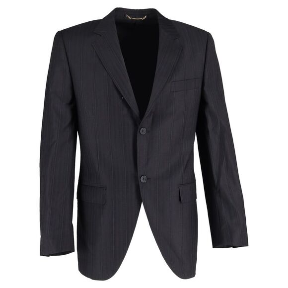 Dolce & Gabbana Striped Single Breasted Blazer in Black Wool